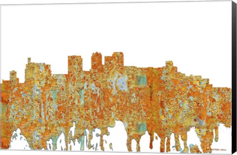Framed Birmingham Alabama Skyline - Rust Print