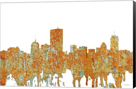 Framed Boston Mas Skyline - Rust Print