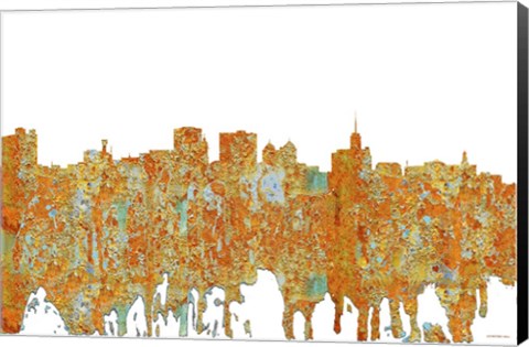 Framed Buffalo New York Skyline - Rust Print