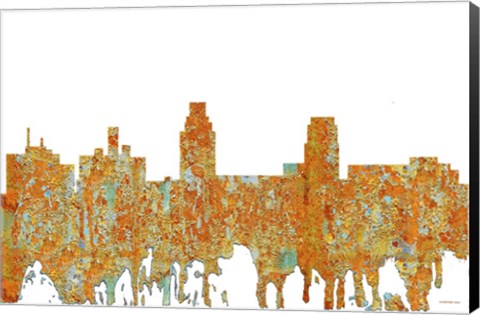 Framed Camden New Jersey Skyline - Rust Print