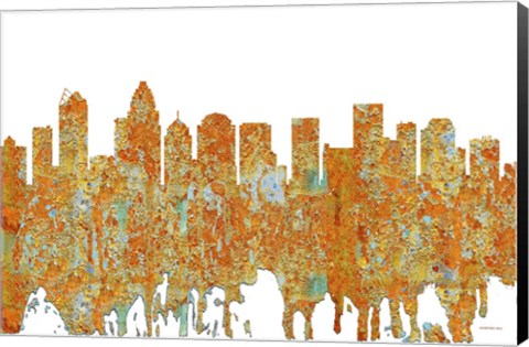 Framed Charlotte NC Skyline - Rust Print