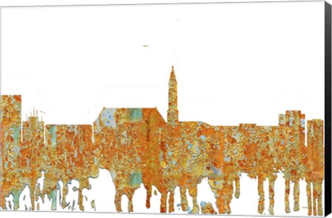 Framed Cheyenne Wyoming Skyline - Rust Print