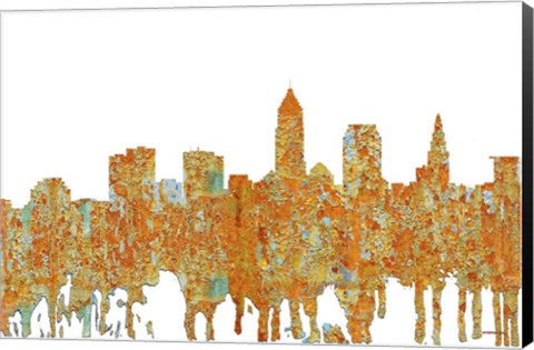 Framed Cleveland Ohio Skyline - Rust Print