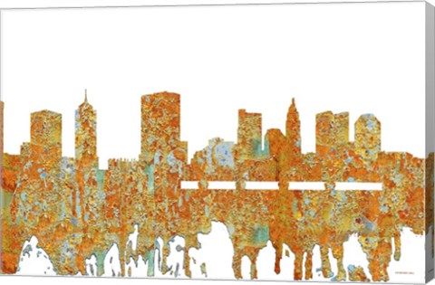 Framed Columbus Ohio Skyline - Rust Print