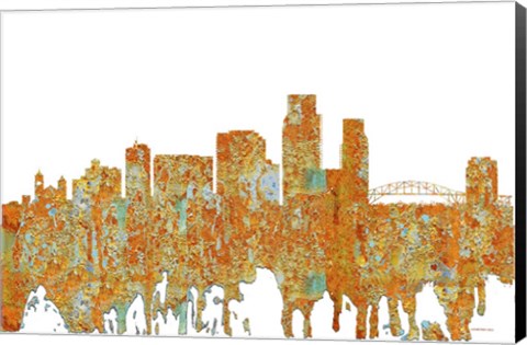 Framed Corpus Christi Texas - Rust Print