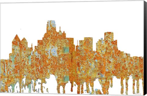 Framed Dallas Texas Skyline - Rust Print
