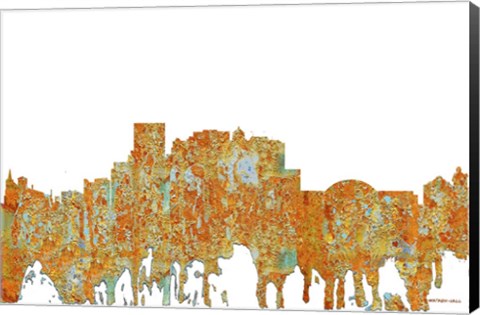 Framed El Paso Texas Skyline - Rust Print