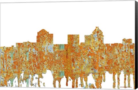 Framed Greensboro North Carolina Skyline - Rust Print