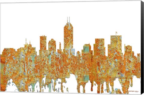 Framed Indiana Indianapolis Skyline - Rust Print