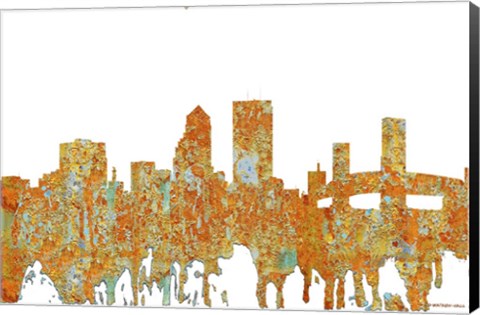 Framed Jacksonville Florida Skyline - Rust Print