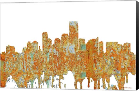 Framed Jersey City New Jersey Skyline - Rust Print