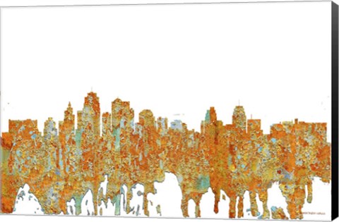 Framed Kansas City Missouri Skyline- Rust Print