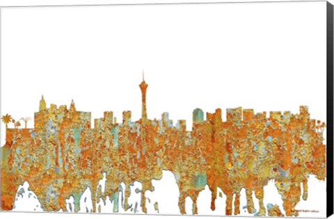 Framed Las Vegas Nevada Skyline - Rust Print