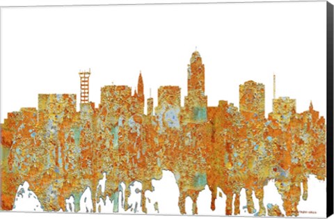 Framed Lincoln Nebraska  Skyline - Rust Print