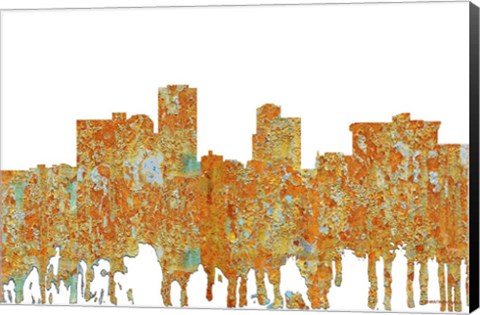 Framed Little Rock Arkansas Skyline - Rust Print