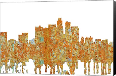 Framed Los Angeles California Skyline - Rust Print