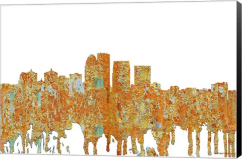 Framed Louisville Kentucky Skyline - Rust Print