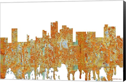 Framed Lubbock Texas Skyline - Rust Print