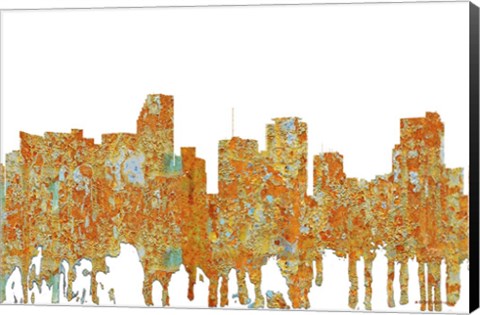 Framed Miami Florida Skyline - Rust Print