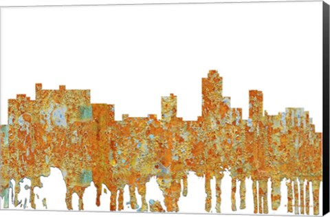 Framed New Brunswick New Jersey Skyline - Rust Print