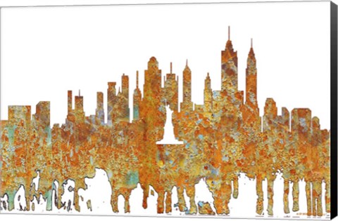 Framed New York New York Skyline - Rust Print