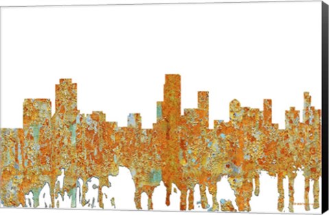 Framed Newark New Jersey Skyline - Rust Print