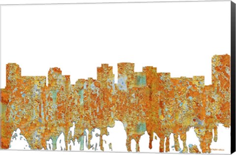 Framed Norfolk Virginia Skyline - Rust Print