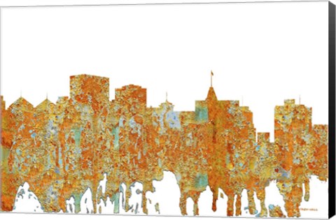 Framed Oakland California Skyline - Rust Print