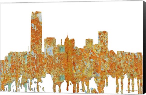 Framed Oklahoma City Oklahoma Skyline -Rust Print