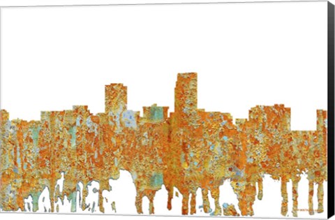Framed Omaha Nebraska Skyline - Rust Print