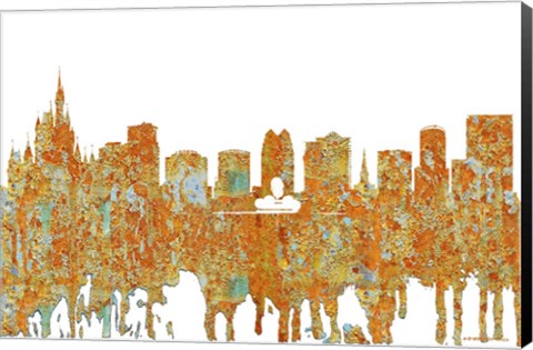 Framed Orlando Florida Skyline - Rust Print