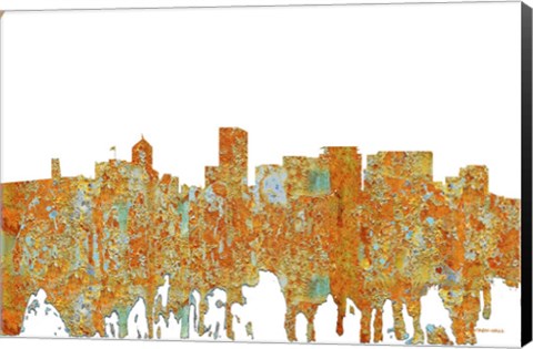Framed Portland Oregon Skyline - Rust Print