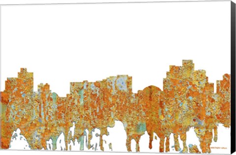 Framed Reno Nevada Skyline - Rust Print