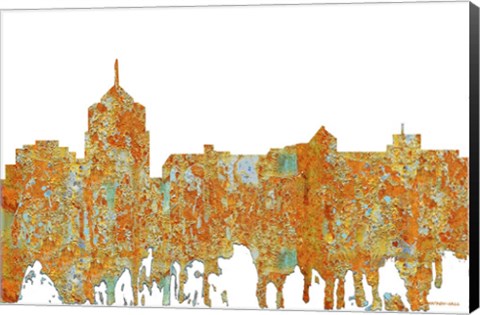 Framed Roanoke Virginia Skyline - Rust Print