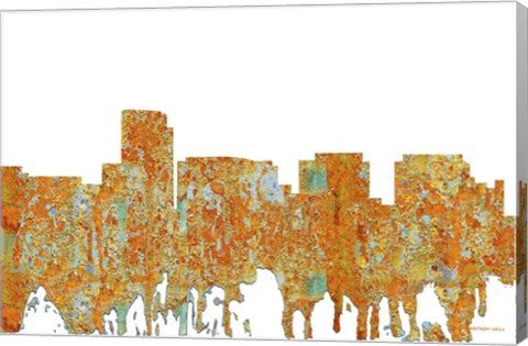 Framed Rosslyn Virginia Skyline - Rust Print