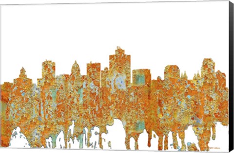 Framed SaltLake City Utah Skyline - Rust Print