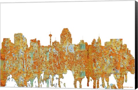 Framed San Antonio Texas Skyline - Rust Print