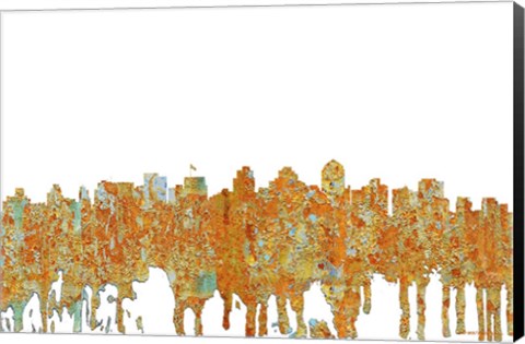 Framed San Diego California Skyline - Rust Print