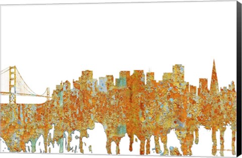 Framed San Francisco California Skyline - Rust Print