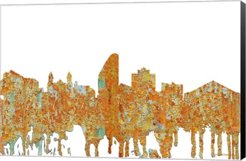 Framed San Jose California Skyline - Rust Print