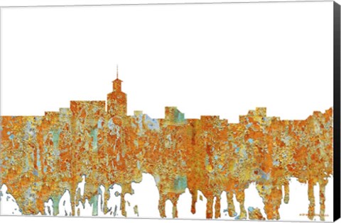 Framed Santa Fe New Mexico Skyline - Rust Print