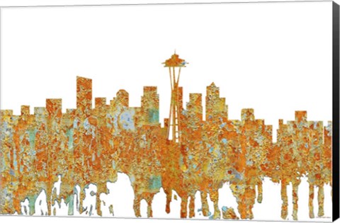 Framed Seattle Washington Skyline - Rust Print