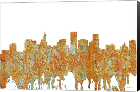 Framed St Paul Minnesota Skyline- Rust Print