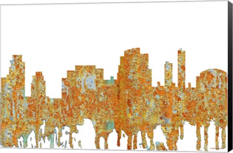Framed Tempe Arizona Skyline - Rust Print