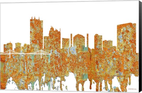 Framed Toledo Skyline - Rust Print