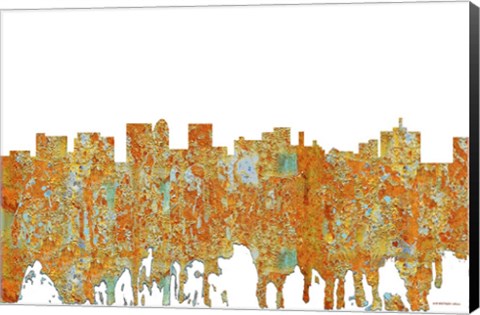 Framed Topeka Kansas Skyline - Rust Print