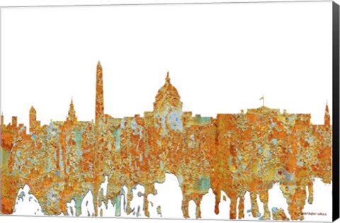 Framed Washington DC Skyline - Rust Print