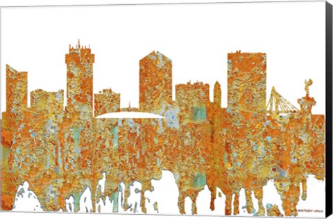 Framed Wichita Kansas  Skyline 2 - Rust Print