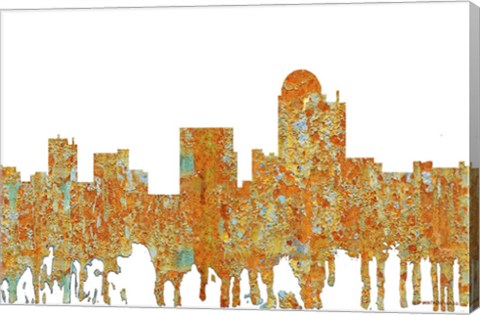 Framed Winston-Salem North Carolina Skyline - Rust Print