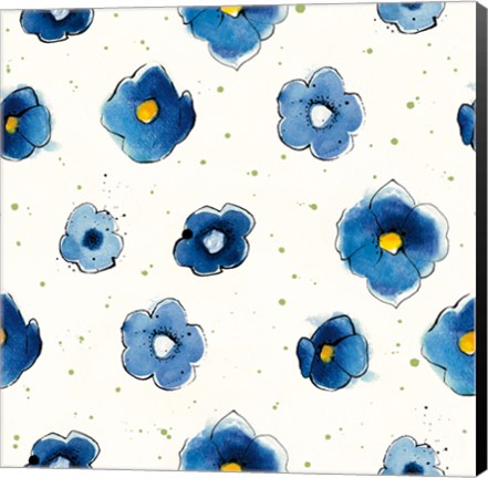 Framed Independent Blooms Blue Pattern V Crop Print